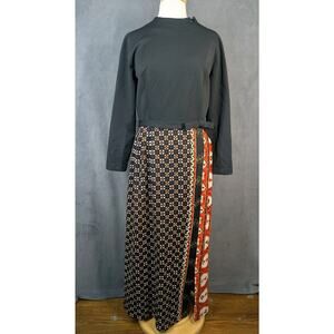 Lari Lane Dress Womens 18 Maxi Black Boho Bohemian Belted Vintage